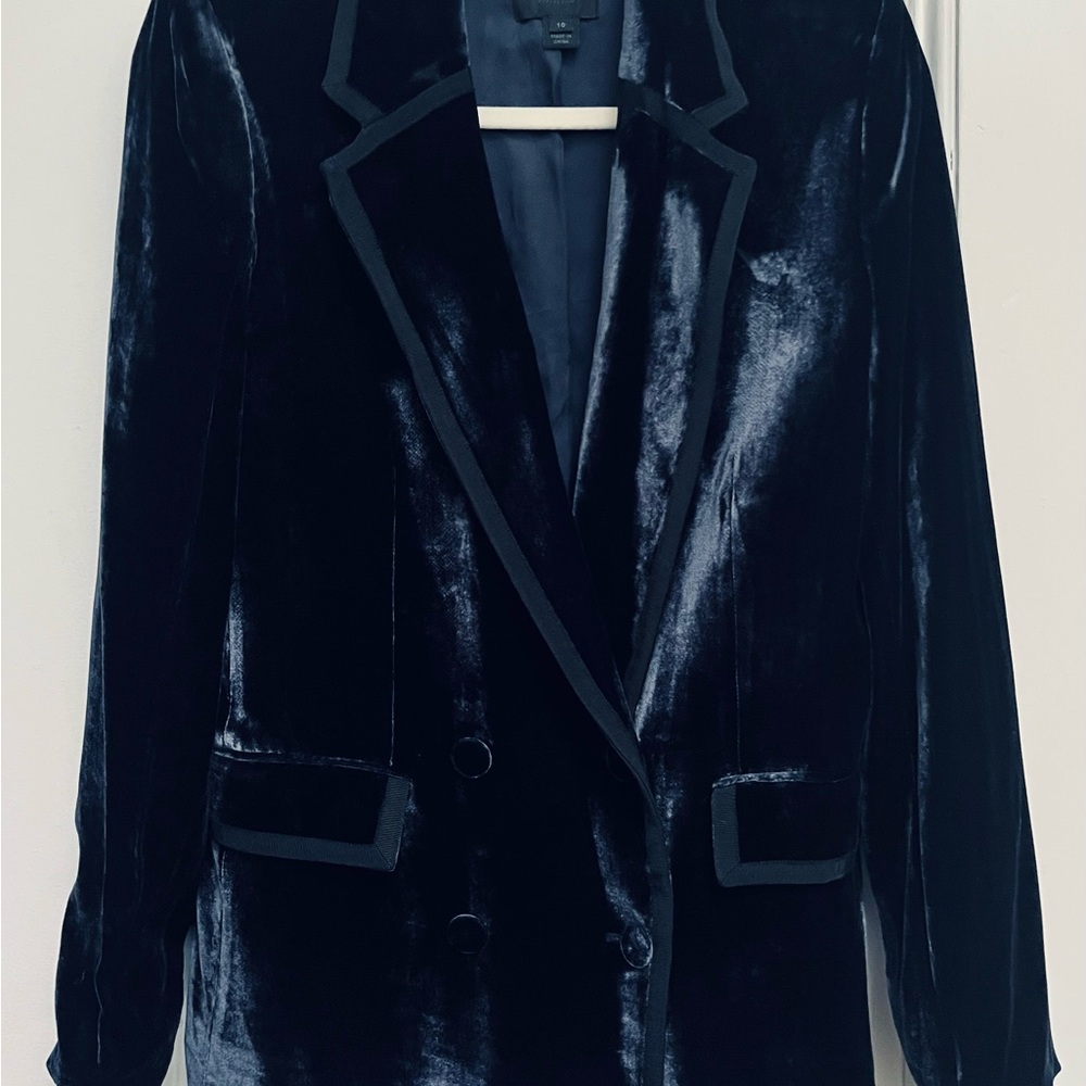 J. Crew Collection Velvet Blazer - Deep Blue